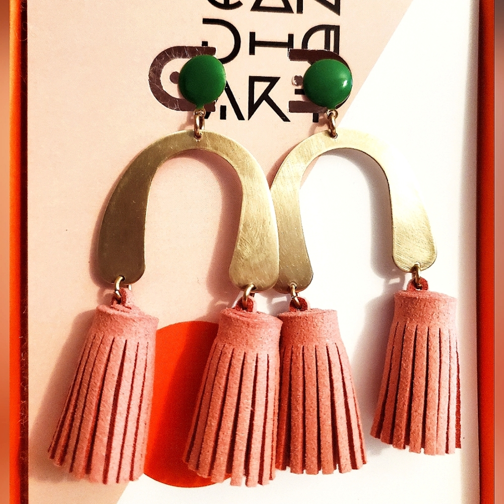 Vegan leather Blush Pink earrings